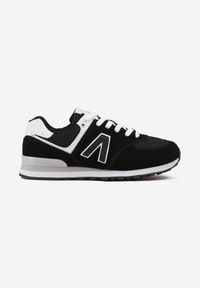 Renee - Czarno-Białe Sneakersy Ozdobione Geometrycznym Motywem Rilenessa. Okazja: na co dzień. Kolor: czarny. Materiał: jeans. Wzór: aplikacja, geometria #3