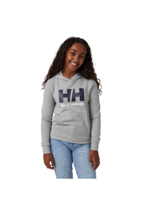 Bluza dziecięca z kapturem Helly Hansen logo 2.0. Typ kołnierza: kaptur. Kolor: szary
