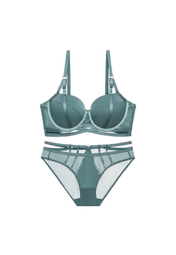 Intica - Biustonosz push-up z figami na co dzień i specjalne okazje Priscella. Kolor: niebieski. Materiał: materiał, skóra