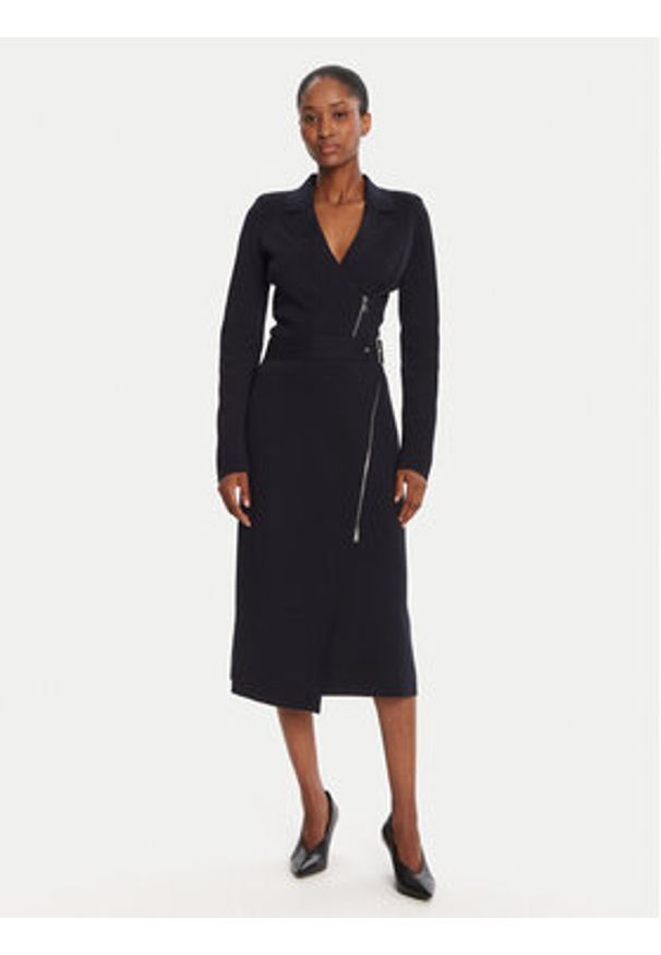 BOSS Spódnica midi Feliora 50542878 Granatowy Regular Fit. Kolor: niebieski. Materiał: wiskoza