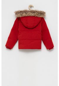 Guess Kurtka puchowa dziecięca kolor czerwony. Okazja: na co dzień. Kolor: czerwony. Materiał: puch. Wzór: gładki. Styl: casual #2