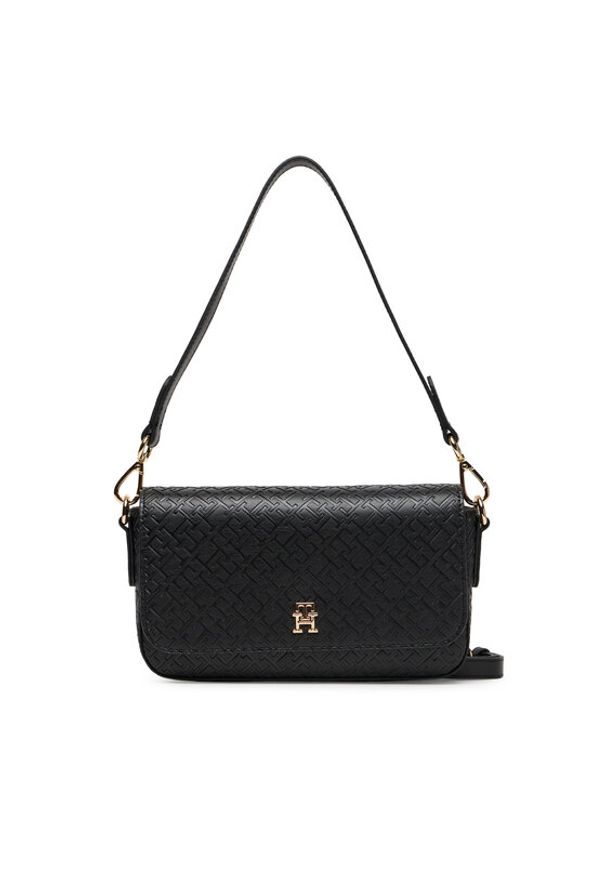 TOMMY HILFIGER - Tommy Hilfiger Torebka Th Icon Conv Crossover Mono AW0AW18002 Czarny. Kolor: czarny. Materiał: skórzane