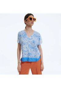Reserved - Wzorzysta bluzka z EcoVero™ - Niebieski. Kolor: niebieski