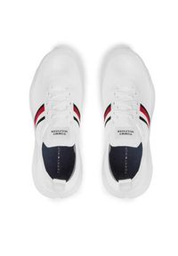 TOMMY HILFIGER - Tommy Hilfiger Sneakersy Modern Runner Knit Stripes Ess FM0FM04798 Biały. Kolor: biały