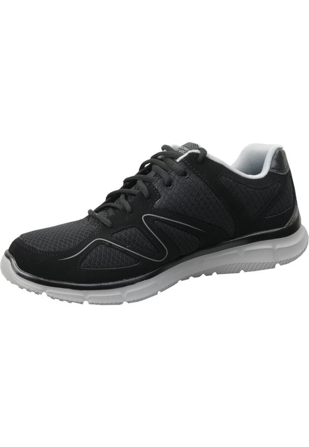 skechers - Buty do chodzenia męskie, Skechers Satisfaction. Zapięcie: sznurówki. Kolor: czarny. Materiał: materiał, tkanina, syntetyk. Szerokość cholewki: normalna. Sport: turystyka piesza