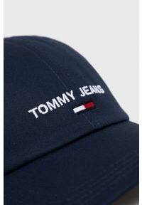 Tommy Jeans czapka bawełniana AM0AM08492.PPYY kolor granatowy z aplikacją. Kolor: niebieski. Materiał: bawełna. Wzór: aplikacja #4