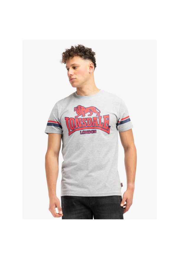 T-shirt regularny Lonsdale Methley. Kolor: wielokolorowy, niebieski, szary. Wzór: paski