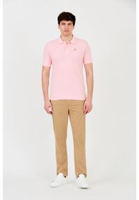 La Martina - LA MARTINA Różowy męski t-shirt z małym logo, Rozmiar XL. Typ kołnierza: polo. Kolor: różowy #5