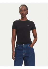 Tommy Jeans T-Shirt Linear DW0DW21164 Czarny Slim Fit. Kolor: czarny. Materiał: bawełna