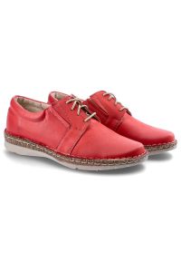 Czerwone Półbuty Wasak Damskie Wygodne Buty. Okazja: na co dzień. Kolor: czerwony. Materiał: skóra. Styl: casual, klasyczny #8