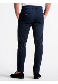 Ombre Clothing - Spodnie męskie chino - granatowe P830 - XL. Kolor: niebieski. Materiał: bawełna, tkanina, elastan. Styl: klasyczny, elegancki #3