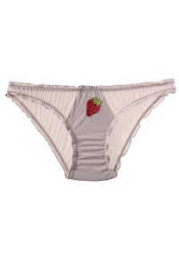 Intica - Figi z haftem owocowym z delikatnego materiału Anjana. Kolor: szary. Materiał: materiał. Wzór: haft