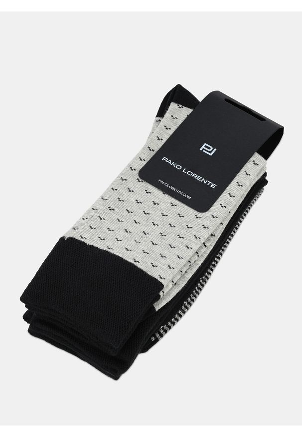 Pako Lorente - PAKO LORENTE - Zestaw skarpet męskich szaro-czarny. Kolor: wielokolorowy, szary, czarny. Materiał: bawełna, poliester, elastan