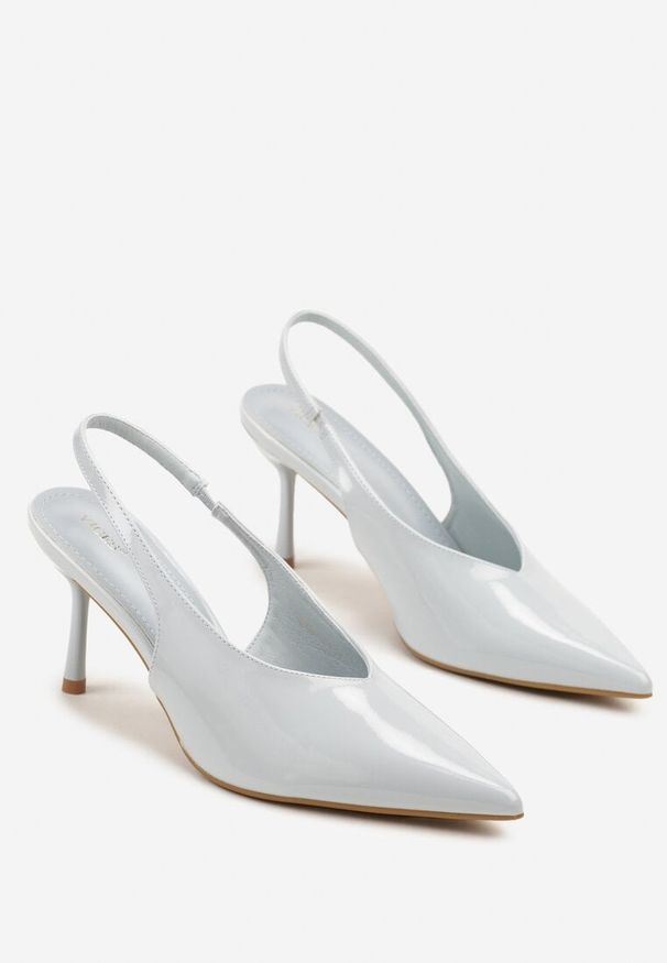 Renee - Niebieskie Czółenka Sandały Slingback Vices na Obcasie Typu Szpilka Tilionea. Okazja: na wesele, na ślub cywilny. Kolor: niebieski. Materiał: jeans. Obcas: na obcasie. Styl: elegancki. Wysokość obcasa: średni