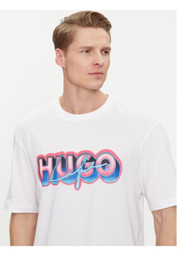 Hugo T-Shirt Nillumi 50515278 Biały Regular Fit. Kolor: biały. Materiał: bawełna