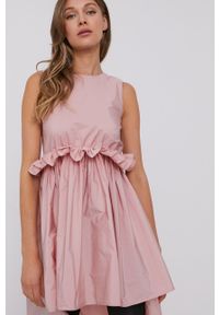 Red Valentino - Sukienka. Kolor: różowy. Materiał: tkanina. Wzór: gładki. Typ sukienki: rozkloszowane. Długość: mini #2