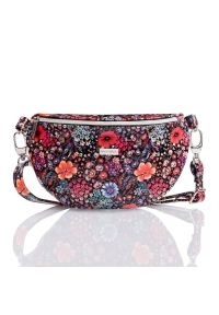 Saszetka nerka damska w kwiaty PAOLO PERUZZI Z-15-W. Kolor: czarny. Wzór: kwiaty. Materiał: skórzane #1
