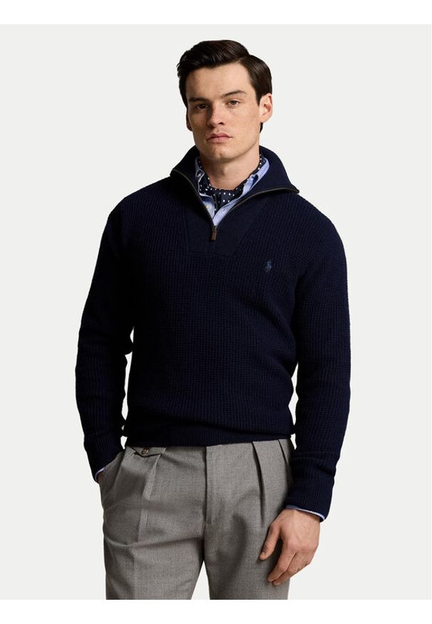 Polo Ralph Lauren Sweter 710941101001 Granatowy Regular Fit. Typ kołnierza: polo. Kolor: niebieski. Materiał: bawełna