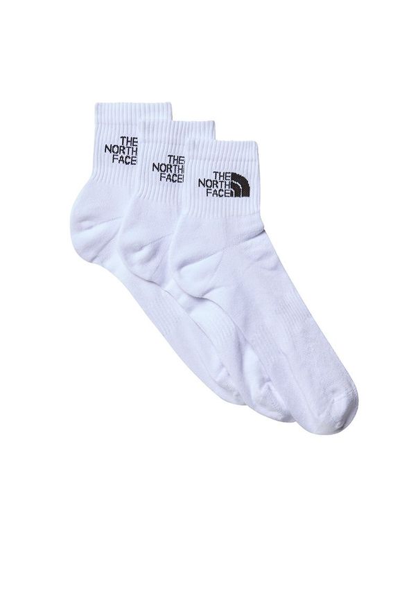 Skarpety The North Face Multi Sport Cush Quarter Sock 3P 0A882GFN41 - białe. Kolor: biały. Materiał: materiał, poliester, elastan, poliamid. Wzór: napisy, aplikacja