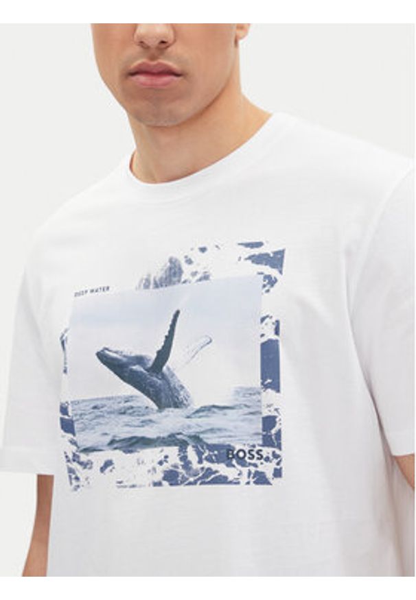 BOSS T-Shirt Te_Dunetrace 50539187 Biały Regular Fit. Kolor: biały. Materiał: bawełna