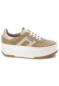 Beżowe Sneakersy Carinii Modne Obuwie Damskie Na Platformie. Okazja: na spacer, na co dzień. Kolor: beżowy. Materiał: zamsz. Obcas: na platformie. Styl: elegancki, casual #5