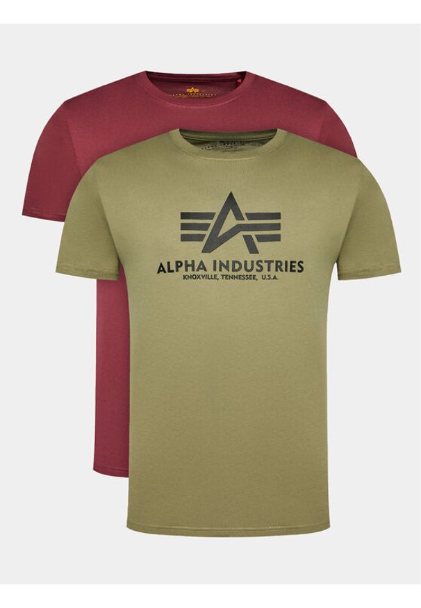 Alpha Industries Komplet 2 t-shirtów Basic 106524 Kolorowy Regular Fit. Materiał: bawełna. Wzór: kolorowy