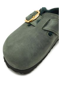 Birkenstock Klapki Boston Bb Shearling Leoi 1028061 Zielony. Kolor: zielony. Materiał: skóra