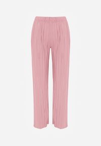 Renee - Różowe Plisowane Spodnie High Waist z Szerokimi Nogawkami Sedalia. Stan: podwyższony. Kolor: różowy. Materiał: satyna #3