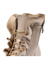 Beżowe Botki Armodo Eleganckie Buty Damskie. Okazja: na co dzień. Kolor: beżowy. Materiał: skóra. Sezon: jesień. Obcas: na obcasie. Styl: elegancki. Wysokość obcasa: niski #4