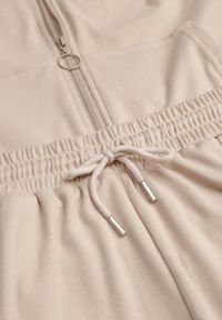 Renee - Beżowy Komplet Dresowy Spodnie Joggery i Bluza z Kapturem na Suwak Bernika. Kolor: beżowy. Materiał: dresówka. Wzór: gładki #4