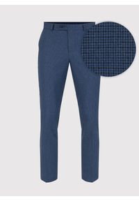 Pako Lorente - PAKO LORENTE – Granatowe spodnie garniturowe w pepitkę. Kolor: niebieski. Materiał: poliester, wiskoza, elastan #3