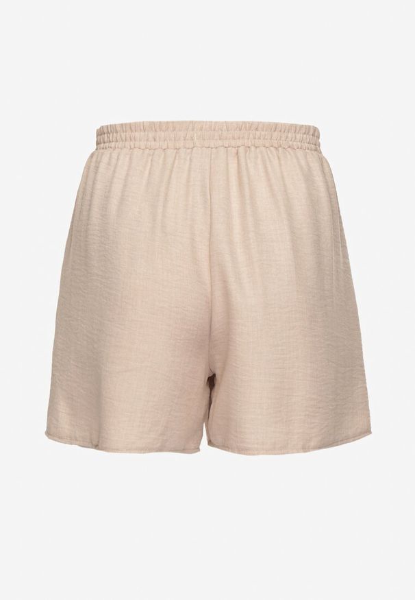 Born2be - Beżowe Szorty z Wysokim Stanem i Wiązaniem Filinelia. Okazja: na co dzień. Stan: podwyższony. Kolor: beżowy. Styl: elegancki, casual