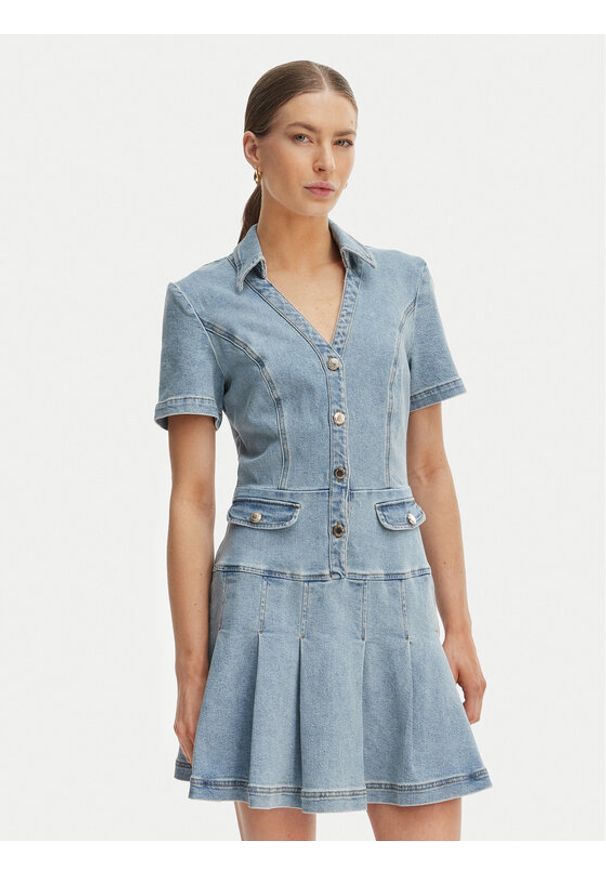 Morgan Sukienka jeansowa 251-RTALA Błękitny Slim Fit. Kolor: niebieski. Materiał: bawełna