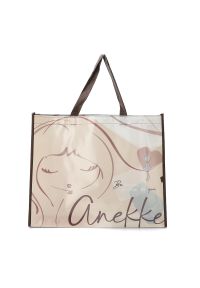 Torba zakupowa damska Anekke, wykonana z wytrzymałego materiału syntetycznego z dekoracyjnym nadrukiem pojemna, beżowa, 42474-910. Kolor: beżowy. Wzór: nadruk. Styl: casual, elegancki. Rodzaj torebki: na ramię #1