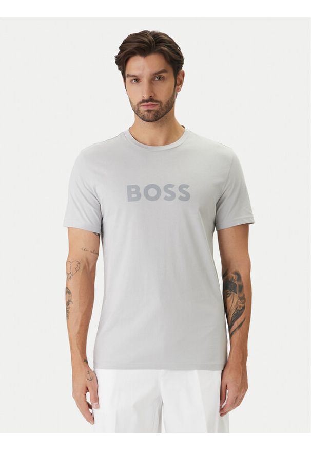BOSS T-Shirt 50491706 Szary Regular Fit. Kolor: szary. Materiał: bawełna