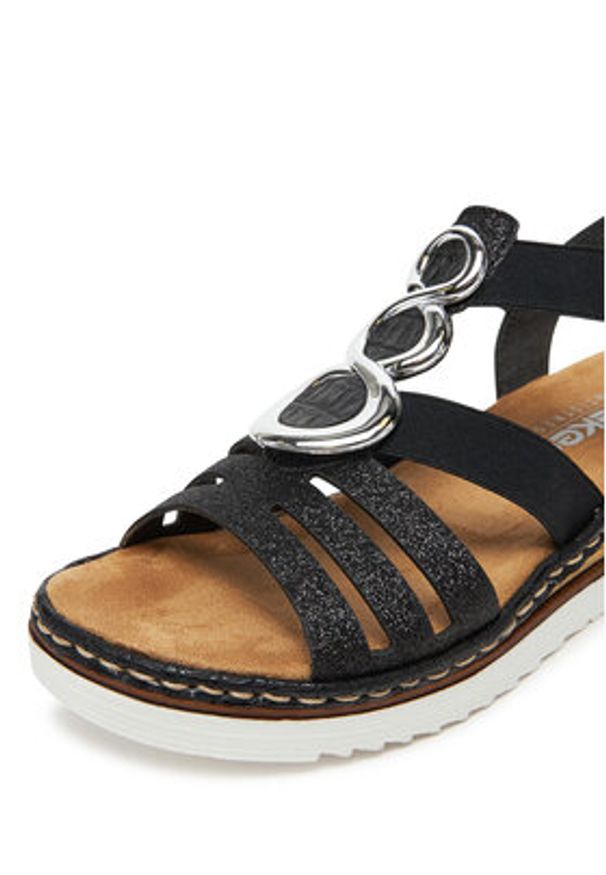 Rieker Sandały 679L4-00 Czarny. Kolor: czarny. Materiał: materiał, syntetyk