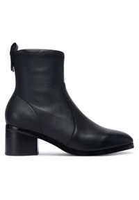 TOMMY HILFIGER - Tommy Hilfiger Botki Th Stretch Leather Bootie FW0FW08860 Czarny. Kolor: czarny. Materiał: skóra
