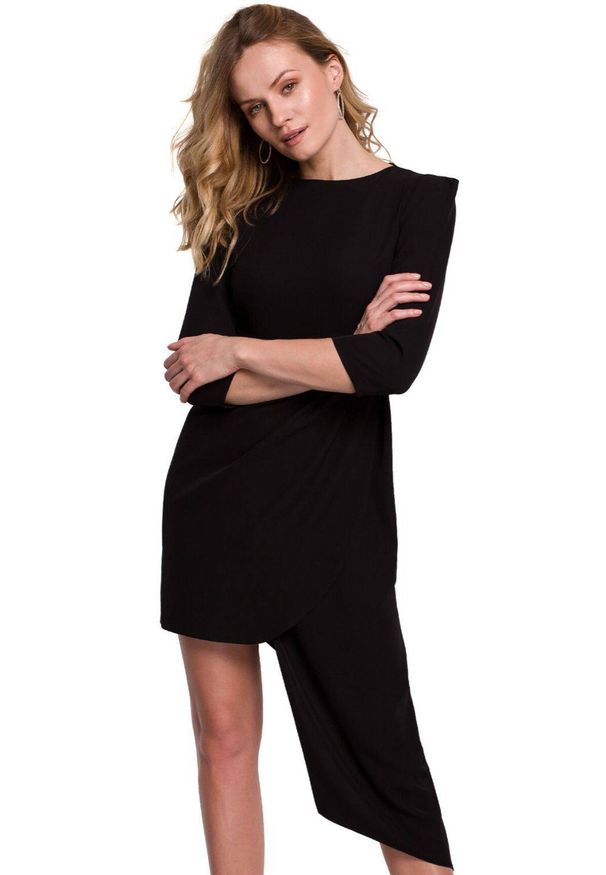 Sukienki.shop - Elegancka asymetryczna sukienka podkreślająca ramiona. Materiał: elastan. Typ sukienki: asymetryczne. Styl: elegancki