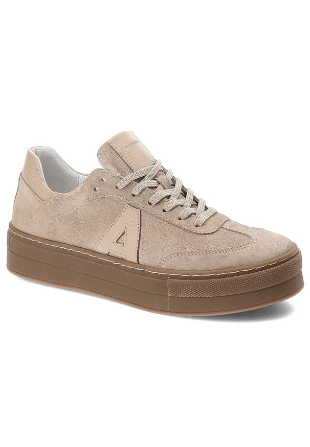 Beżowe Sneakersy Armodo Modne Obuwie Damskie. Okazja: na co dzień. Kolor: beżowy. Materiał: zamsz