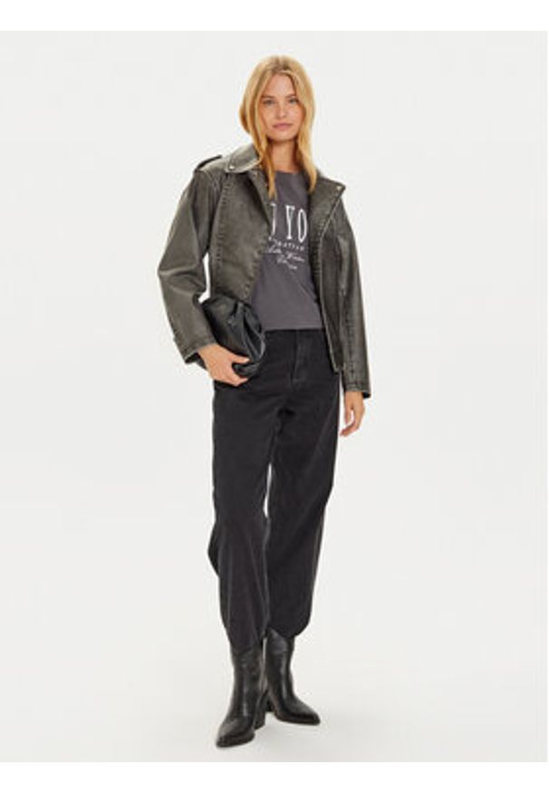 Brave Soul Kurtka z imitacji skóry LJK-JOSIANE Czarny Regular Fit. Kolor: czarny. Materiał: skóra