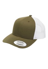 FLEXFIT - Dwukolorowa Czapka Trucker Retro. Kolor: biały, zielony, wielokolorowy. Styl: retro