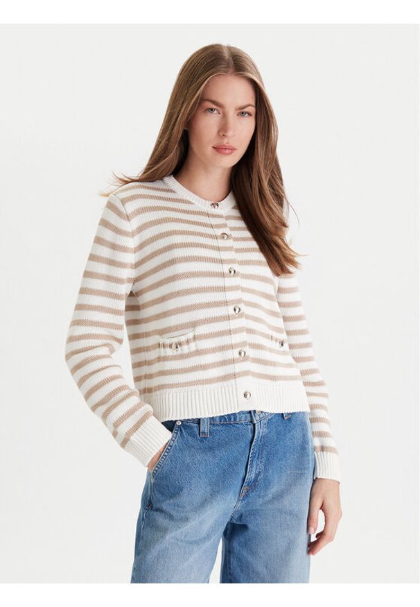 JOOP! Kardigan 58 253KN58Kola 30047636 Beżowy Loose Fit. Kolor: beżowy. Materiał: bawełna