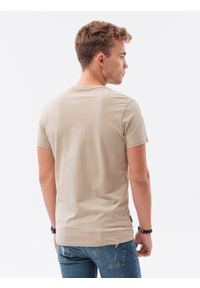Ombre Clothing - T-shirt męski bawełniany BASIC S1370 - ciepłoszary - XXL. Kolor: szary. Materiał: bawełna. Styl: klasyczny