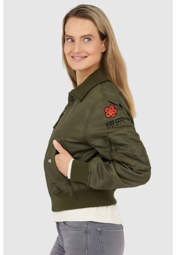 Kenzo - KENZO Zielona kurtka bomberka damska boke flower, Rozmiar XS. Kolor: zielony