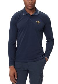Aeronautica Militare - AERONAUTICA MILITARE Granatowy bawełniany męski longsleeve polo, Rozmiar XXL. Okazja: na co dzień. Typ kołnierza: polo. Kolor: niebieski. Materiał: bawełna. Długość rękawa: długi rękaw. Styl: casual, sportowy #4