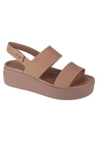 Sandały Crocs Brooklyn Low Wedge W 206453-2EL. Zapięcie: pasek. Wzór: paski. Obcas: na koturnie. Wysokość obcasa: średni