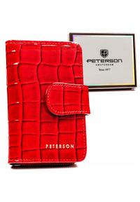 Portfel damski Peterson PTN 009-DS czerwony. Kolor: czerwony. Materiał: skóra ekologiczna. Wzór: aplikacja