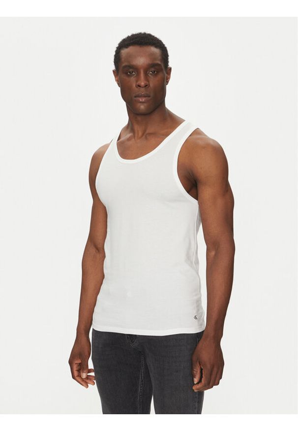 Calvin Klein Underwear Komplet 3 tank topów Tank 3Pk LV00NB4184 Biały Slim Fit. Kolor: biały. Materiał: syntetyk