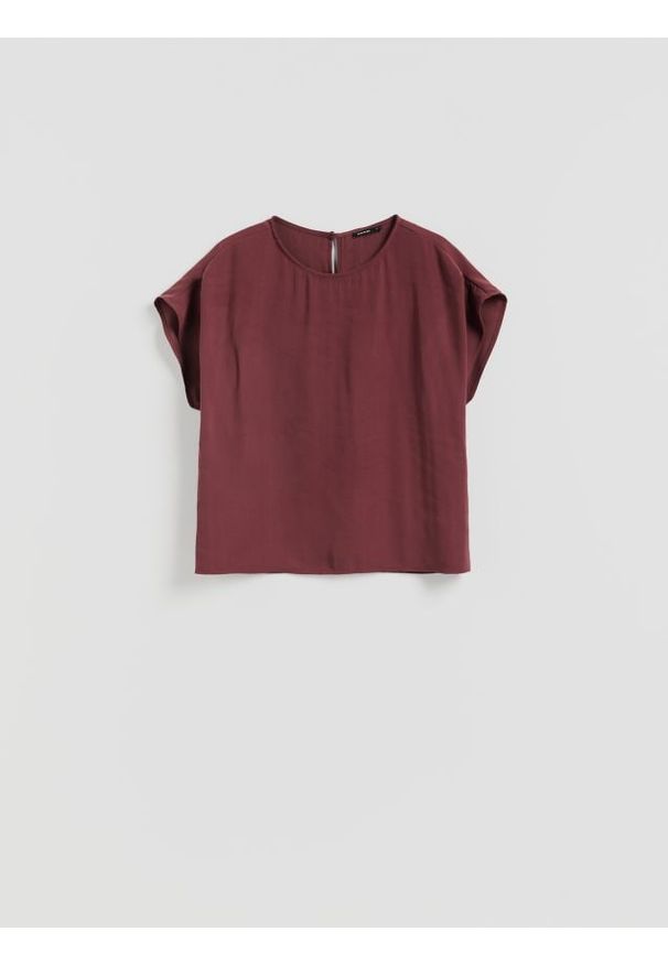 Reserved - Bluzka z modalem - bordowy. Kolor: czerwony. Materiał: tkanina