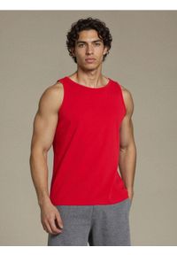 Sinsay - Bawełniana koszulka bez rękawów - czerwony. Kolor: czerwony. Materiał: bawełna. Długość rękawa: bez rękawów #1